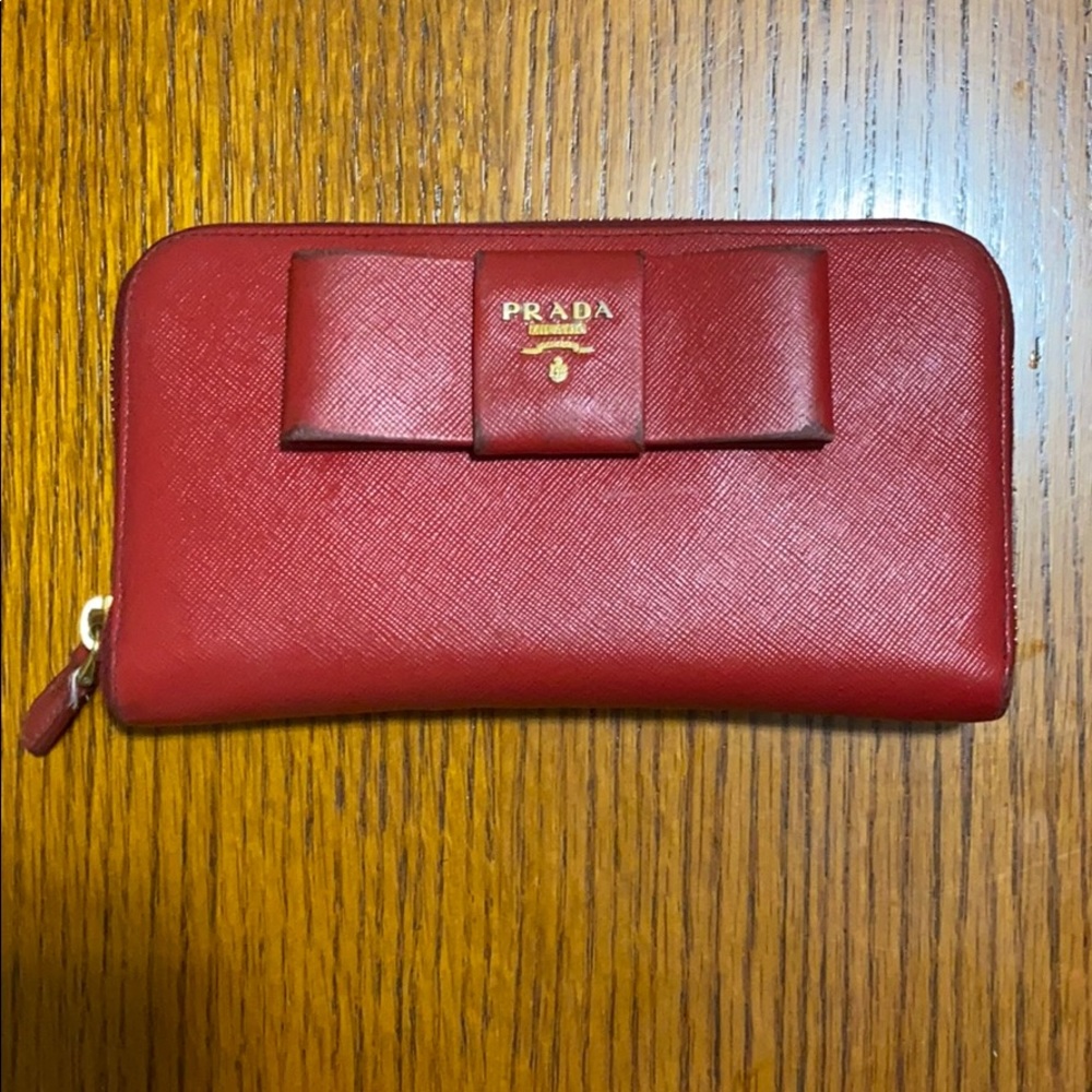 Red Prada Saffiano Wallet